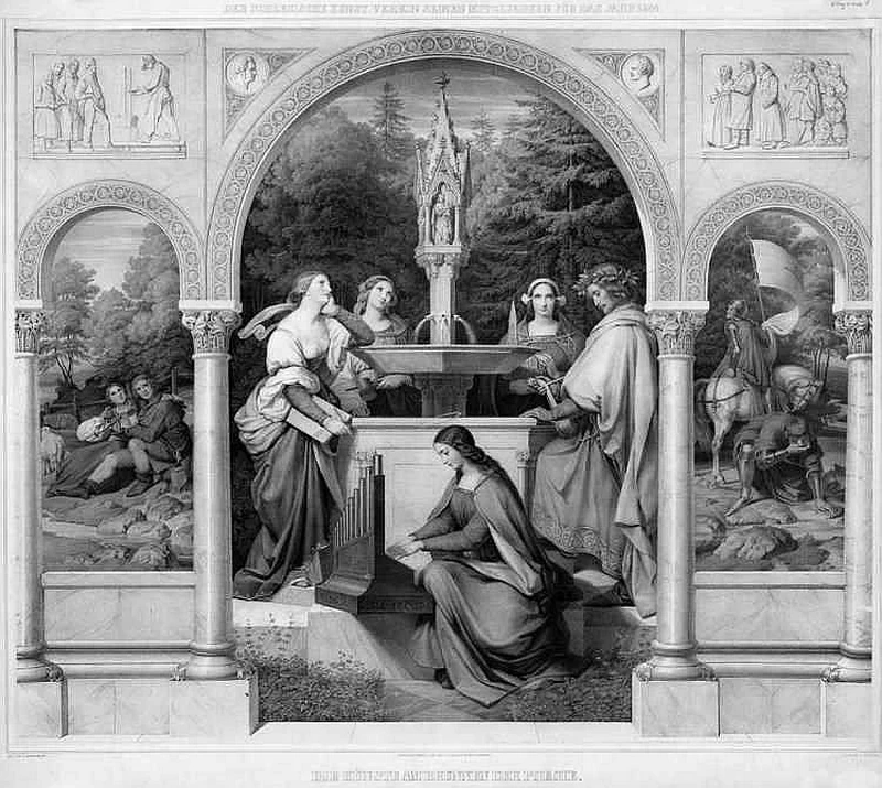Eduard Bendemann - Le arti alla fontana della poesia